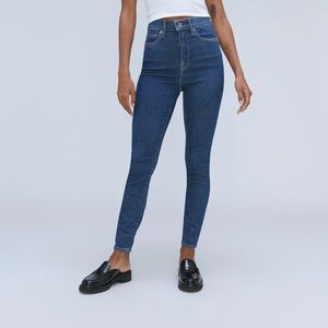 New! Everlane The way High Clean Front Skinny Jeans Mid Blue Size 28